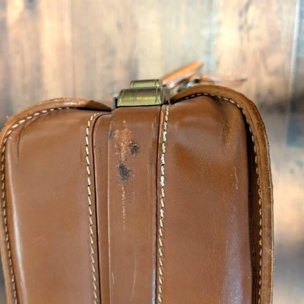 Vintage Lido New York Cowhide Leather Suitcase/Luggage/Retro Travel‎